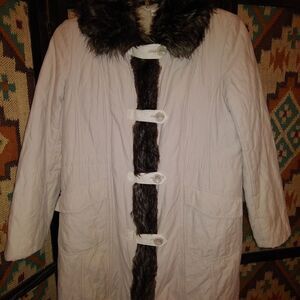Orvis Vintage Penny Lane Faux Fur Shearling Coat Medium Cotton blend Boho Chic.